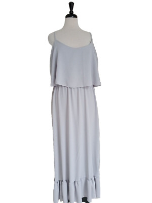 Ladies Maxi Dress Sleeveless OSFA UK 12-22 Layered MAXINE Grey 