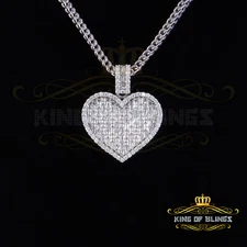 6.50ct VVS D Clr. Moissanite Baguette Heart Pendant 925 White Silver for Women's