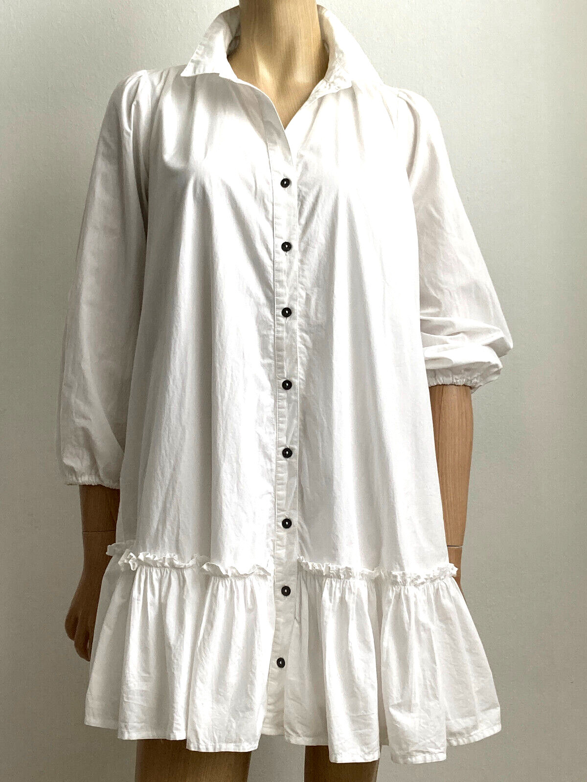 Anthropologie Women Size XS White Mini Shirt-Dress Short Flare