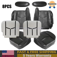 For 2003-2006 Chevy Avalanche Front Bottom & Top Seat Cover Dark Gray & Foam Pad