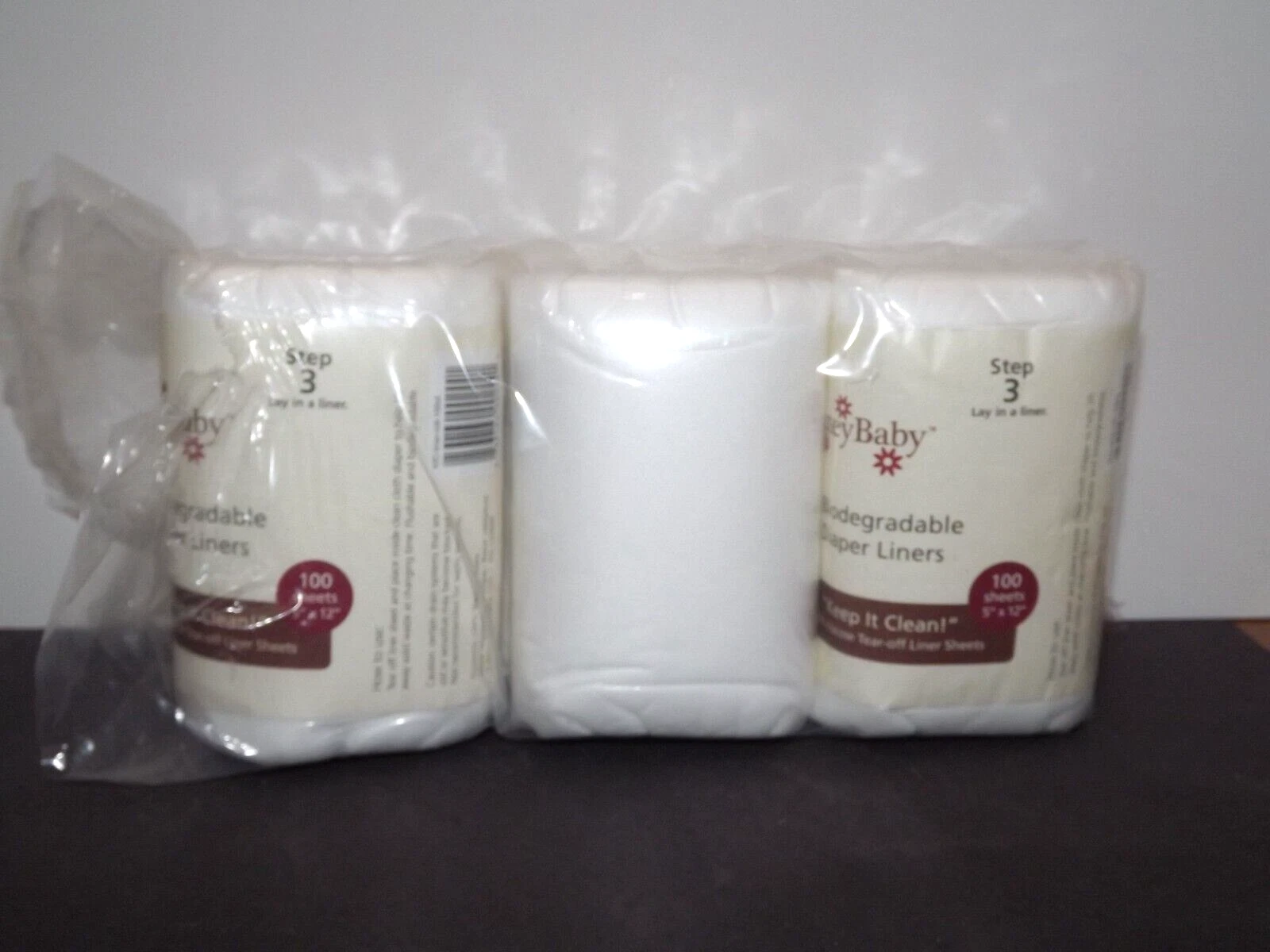 Pack Of 3 Cutey Baby Biodegradable Diaper Liners 100 Sheets Per Pack New (Z)