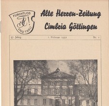 Landsmannschaft Cimbria Göttingen - Alte Herren-Zeitung 1952 Nr. 1 / Studentika