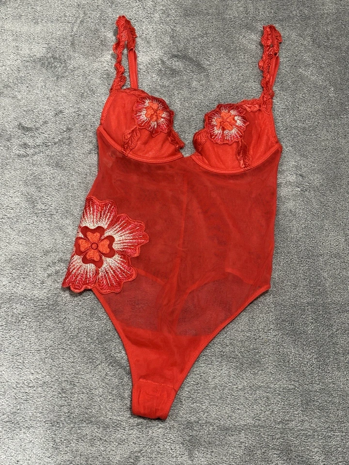 Malizia por La Perla De Colección Body Ropa Interior Tanga Malla Bordado Floral Talla 2 Foto 2 de 4