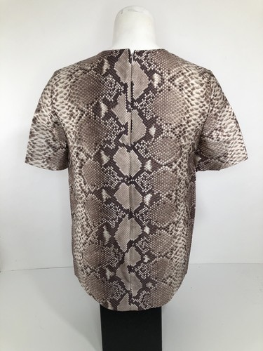 TORY BURCH - Python Snake Pattern SILK / WOOL BLEND Sz. 0 Shirt Top - EXCELLENT - Picture 4 of 6