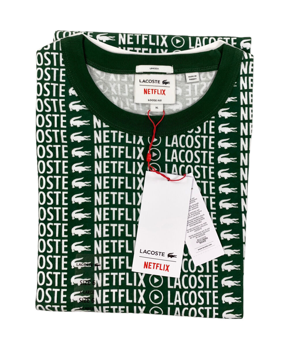 NEW Lacoste x Netflix Loose Fit All Over Croc Print T Shirt Green Unisex  Size XL | eBay