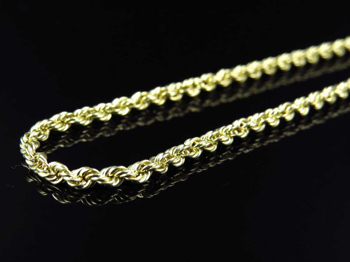 Bonded 1/10th 10K Yellow Gold MM Hollow Rope Chain Necklace 16