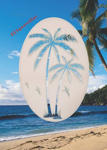 Palmeras Izquierda Ventana estática Ventana de adherencia 8x12 OVAL Decoración tropical para vidrio - Imagen 5 de 9