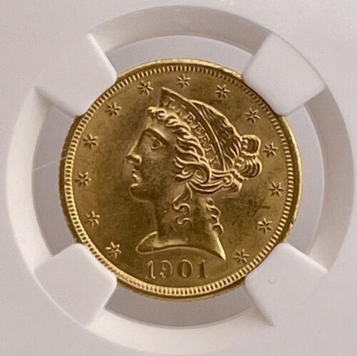 1901-S $5 Liberty Head Gold Half Eagle NGC MS63 - Picture 1 of 4