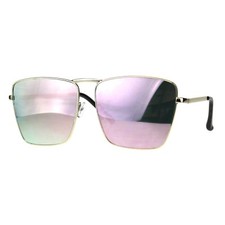 Womens Chic Trendy Sunglasses Square Metal Frame Mirror Lens UV 400