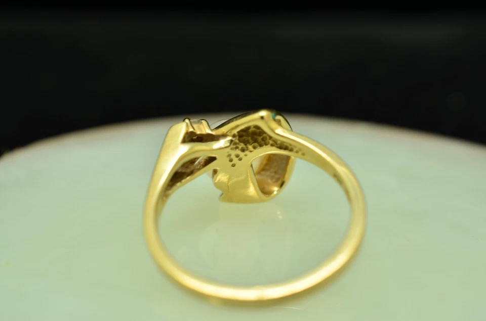 Anillo banda de diamantes y perlas blancas de oro amarillo de 14 K SGS talla 6,5 Foto 4 de 4