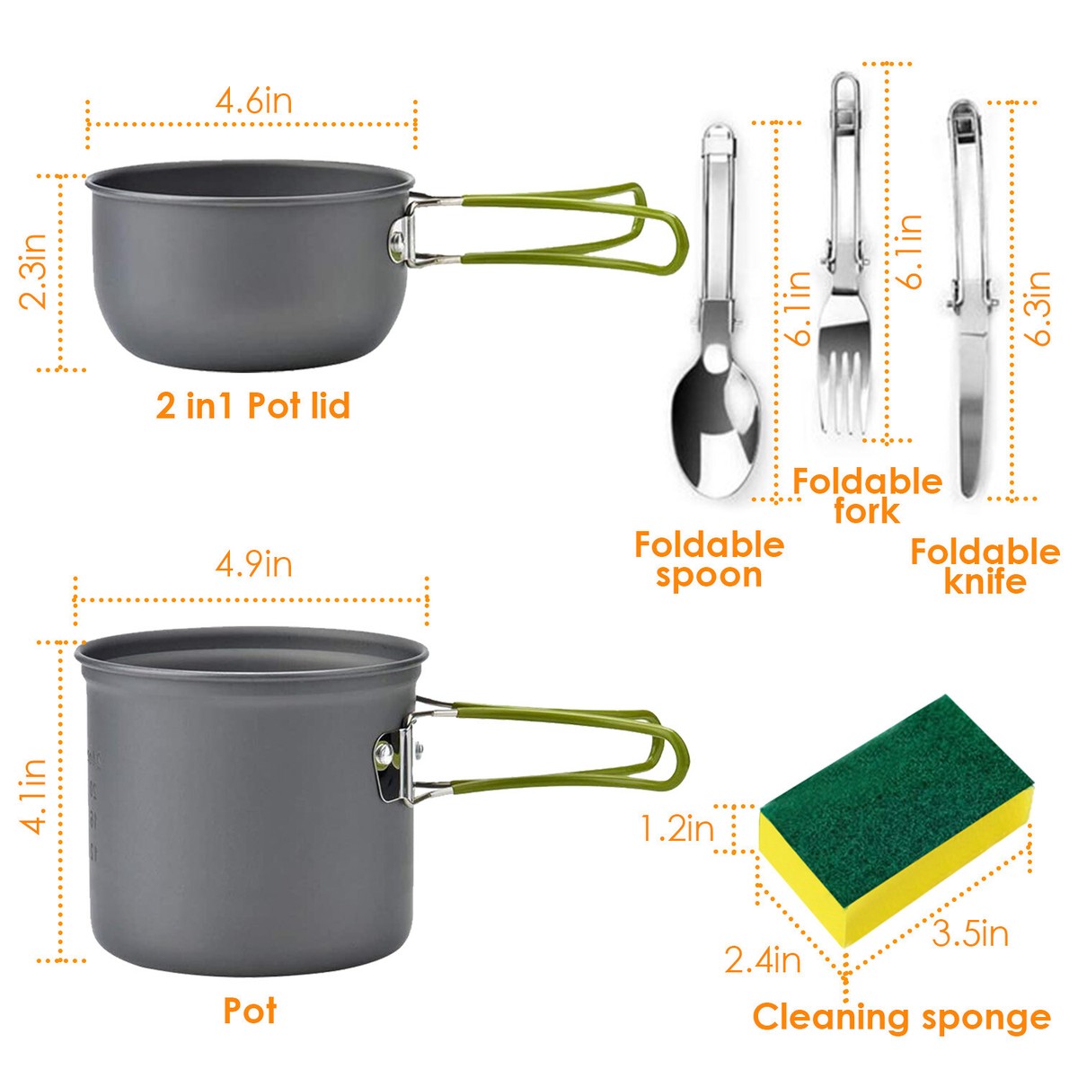8x Portable Cooking Backpacking Kit, 8Pcs Pot Pan Set with Mesh Bag for  Outdoor | eBay