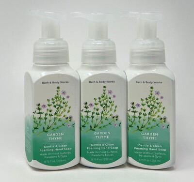 3 NEW BATH BODY WORKS GARDEN THYME GENTLE CLEAN FOAMING HAND SOAP WASH FOAM PUMP
