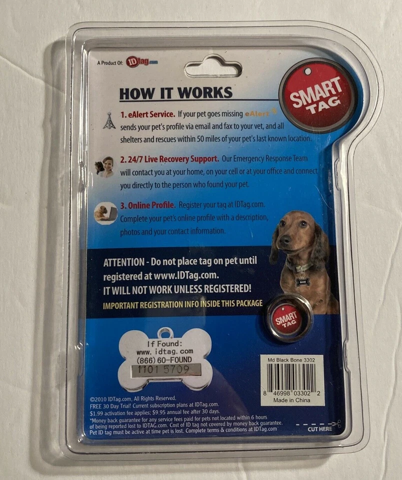 Smart Tag Pet ID Collar Tag AS SEEN ON TV Find Lost Pets Fast Size Medium  - Image 2 of 4