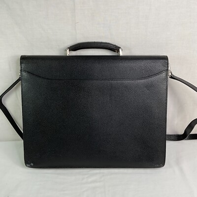 Salvatore Ferragamo Leather Briefcase with Combination Lock Black