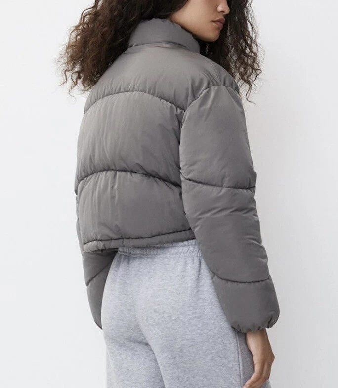 Pull and bear quilted jacket with hood 2025