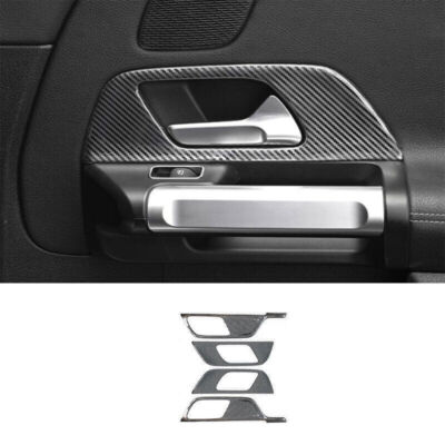 Inner Door Handle Frame Trim 4PCS For Benz GLB 2020 2021-2022 Carbon Fiber Steel