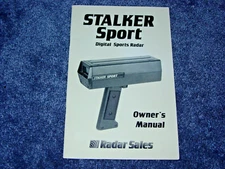 Applied Concepts Stalker Sport Radar Gun Manual!