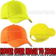 Solid High Visibility Safety Baseball Cap Orange Yellow Green Fluorescent NEON