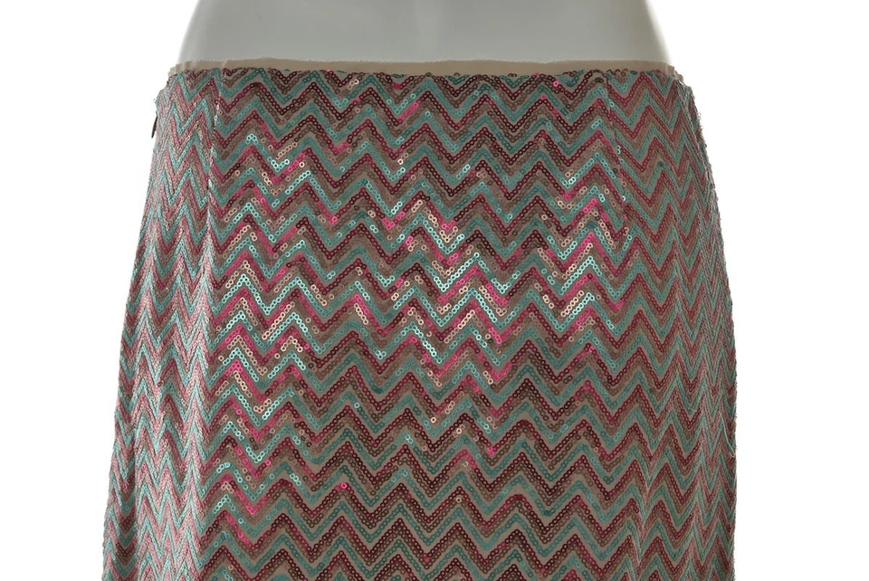 Falda Ella Moss Mujer Talla 6 Beige Lentejuelas Texturizada Mini Sobre la Rodilla Informal  Foto 3 de 4