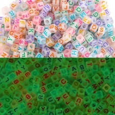 Alphabet Beads Letter GLOW Bulk Beads Wholesale 6mm Cube Assorted Lot 1000pcs