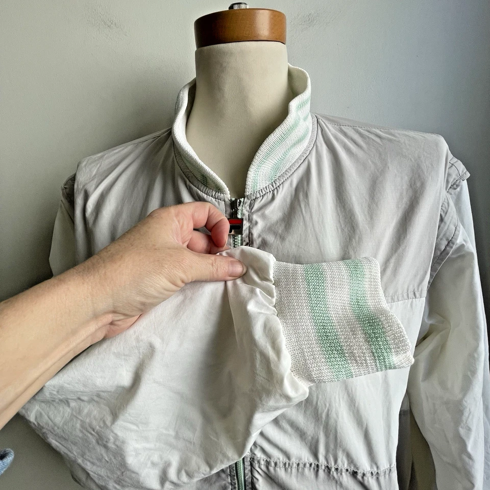 Chaleco cortavientos vintage años 80 FILA para mujer mangas con cremallera blanco gris Italia mediano Foto 2 de 4