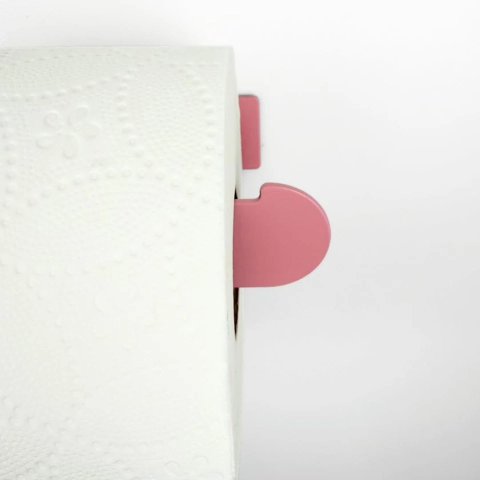 Porte-papier toilette à coller ou à percer en rose - Porte-papier toilette - Photo 4/4