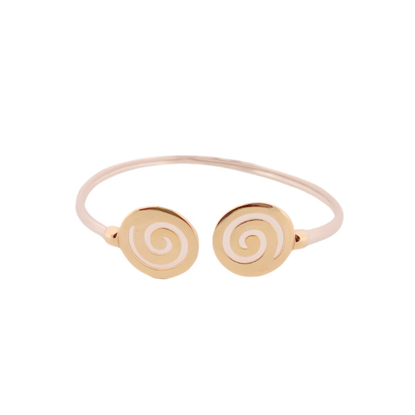 Alternate view of Spiral Bracelet, Silver Gold Plated Bangle, Greek Key Meander Longevity Design
