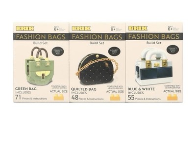 Brix Fashion Bag Building Blocks. All Three Included. Brand New!