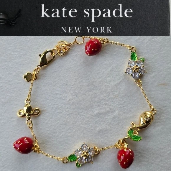 NUEVO Collar, Pendientes, Pulsera y Anillo Kate Spade Strawberry Fields Foto 2 de 4