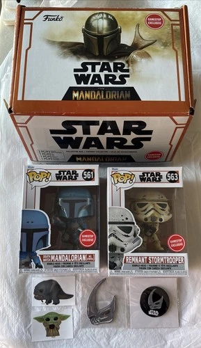 561 & 563 Funko Pop Star Wars Mandalorian Collector Box Gamestop Mudhorn Patch