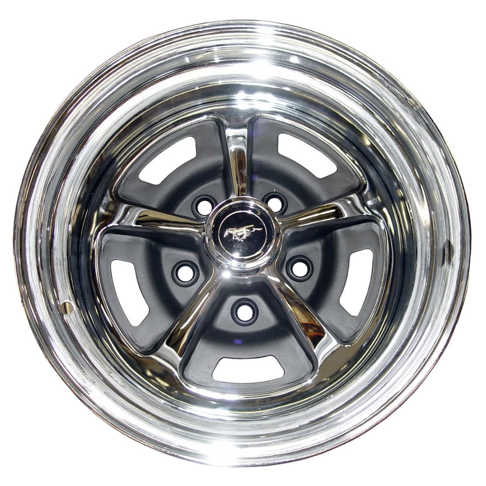 Chrome/ Black Inserts 14"X7" Magnum 500 Single Wheel Mustang 65-73 - Image 2 of 2