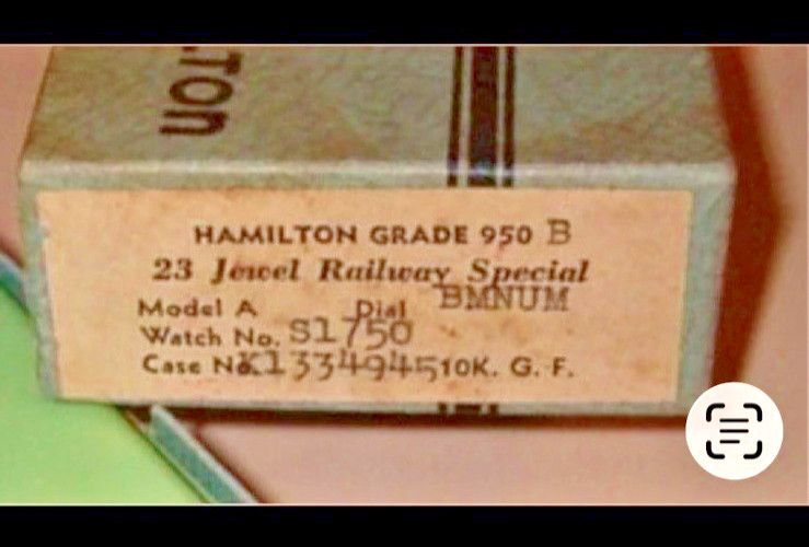 1942 HAMILTON 950B - DOCUMENTED ORIGINAL DIAL & CASE LOW SERIAL# S1750 RAILROAD