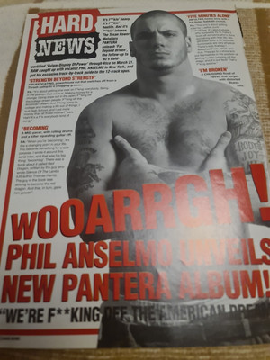 Vintage PHIL ANSELMO PANTERA JOHN TARDY A4 POSTER RAW MAGAZINAUSSCHNITT 