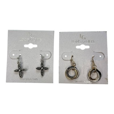 LORI S GIFTS Earring 2 PACK Set Gold and Silver Tone Sensitive Ears New NIB