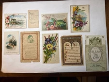 LOT OF 9 Victorian & vintage Religious cards Lord’s Prayer, 19th Psalm C9