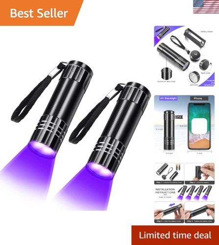 Confezione da 2 Torce UV Blacklight - Portatile 395nm Luce Portatile Rilevamento Macchie - Foto 1 di 9