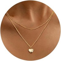 Layered AnhäNger Kette 14K Gold Vergoldet Wasserfest Zarte Halskette Mit Perlen