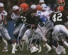 Pepper Johnson Signed Browns Action vs Patriots 8x10 Photo - (SCHWARTZ COA)