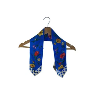 Gucci Authentique Foulard Ruban 86,0 cm Femme Couleur Bleu Motif Fl% Soie