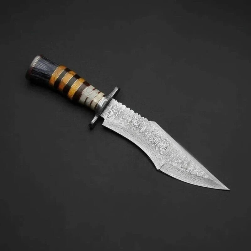 Custom Handmade Damascus Steel Blade Hunting Bowie Knife |Survival Camping Knife