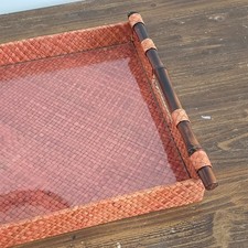 Tablett - geflochtenes Stroh mit Griffen - Ra...