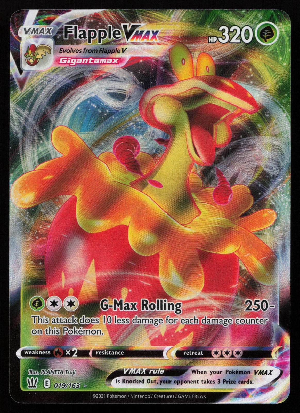Flapple VMAX 019/163 Holo VMAX Rare Battle Styles Pokemon NM