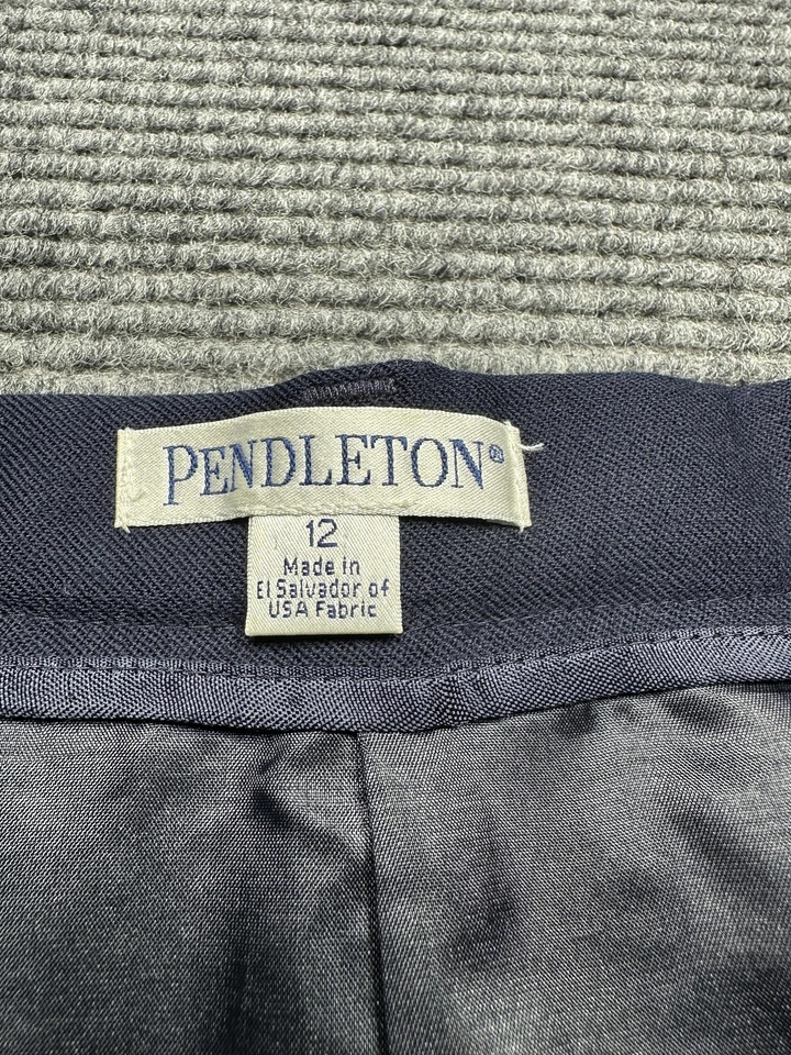 Pantalones Pendleton Mujer 12 Azul Marino 100% Lana Virgen Vestido Puños Forrados Pantalones Foto 4 de 4