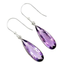 Natural Amethyst - Brazil 925 Sterling Silver Earrings Jewelry E-1001
