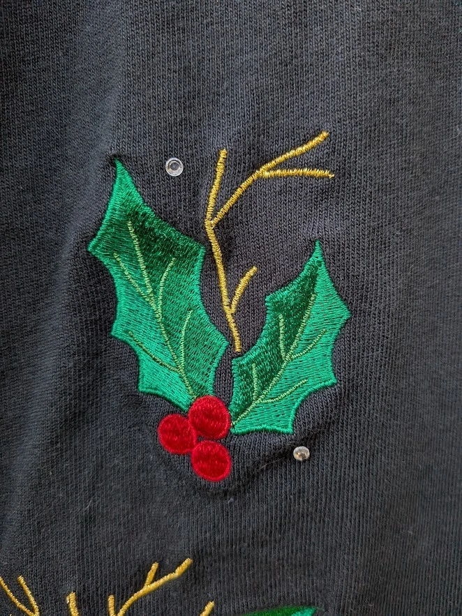 Vintage Women's Quacker Factory Skirt Size S Holiday Christmas Embroidered Holly - Image 3 of 4