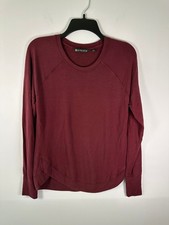 Athleta Sweatshirt Womens S Burgundy Crewneck Raglan Lightweight Modal Stretch