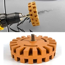 Decal Removal Eraser Rubber Pinstripe Wheel w/ Power Drill Arbor Adapter 4"