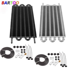 6 Rows Universal Aluminum Remote Transmission Oil Cool Radiator Converter Kit