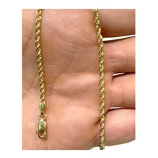 14k Solid Yellow Gold Rope Chain Necklace Men's Women 2.5mm Sz 22 inch