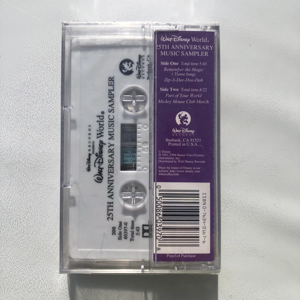 Vintage Walt Disney World 25th Anniversary Music Sampler Cassette New Unopened - Image 2 of 4